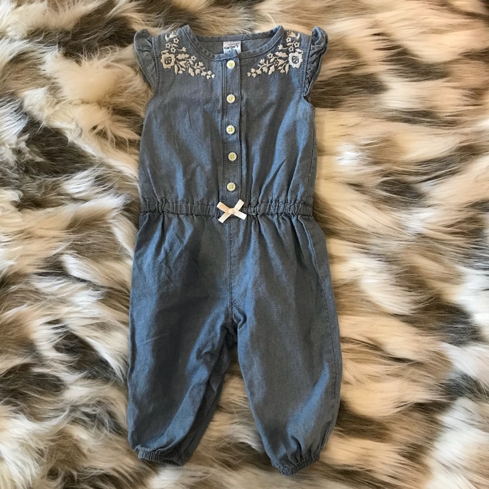 Carter’s Denim Embroidered Romper
